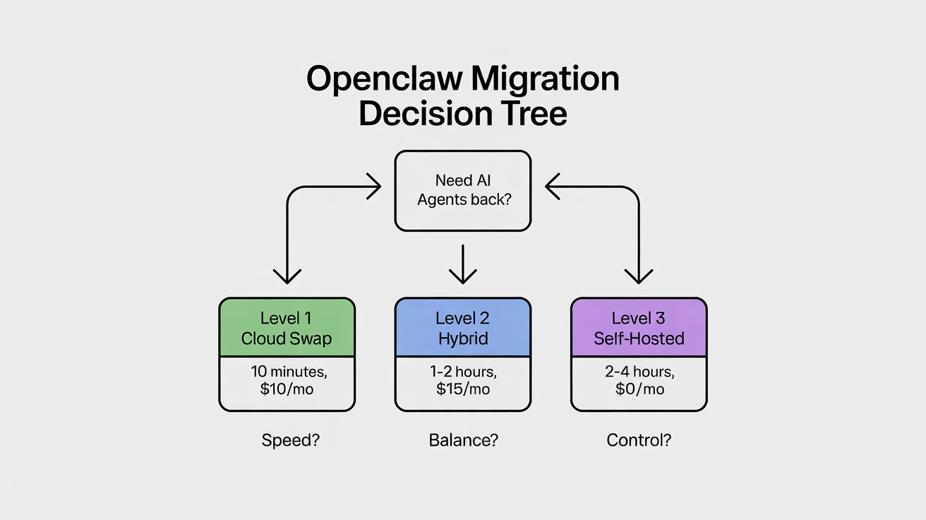 Migration decision flowchart: choose your path based on speed, budget, and privacy needs